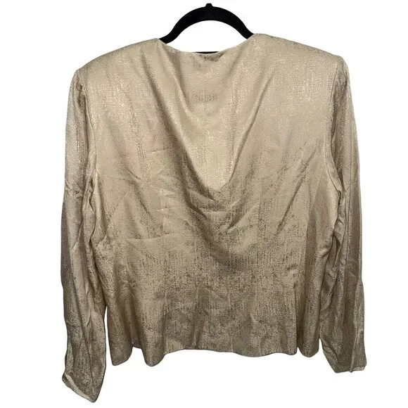 Adrianna Papell 100% Silk Jacket Women's Gold Long Sleeve Vintage Embroidered 16 - Picture 4 of 16